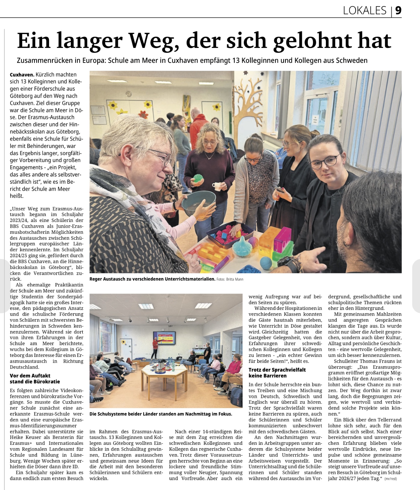 Zeitungsartikel der Cuxhavener Nachrichten